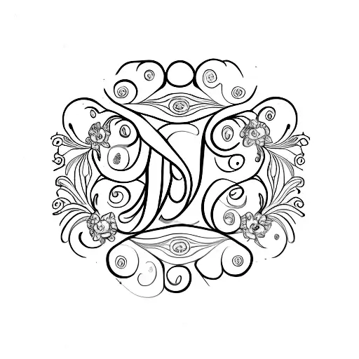 A Minimalist Design Of The Initials S S J L Intertwined With Delicate Floral Elements