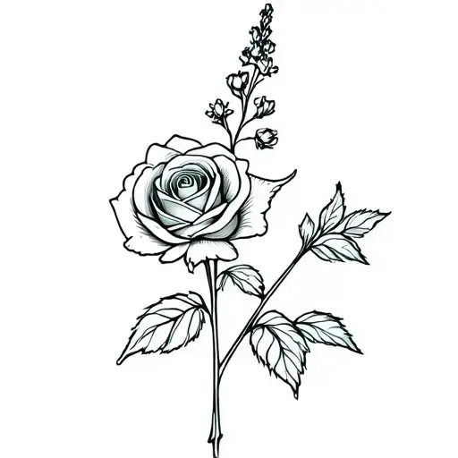 Delphinium Flower With Rose