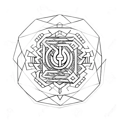 A Minimalist Geometric Design Featuring The Initials S S J L With Elements Of Buddhist Symbolism