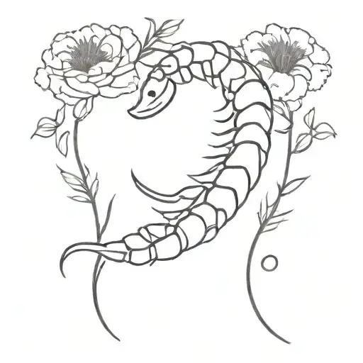 Scorpio Sign With Marigold Flowers