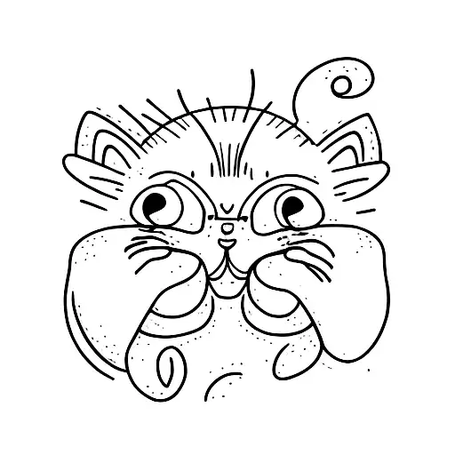 Matching Pair Cat Cute Lines