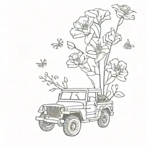 Military Jeep With Flowers