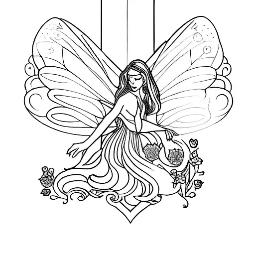 Fairy Ascending Upwards From Side Profile