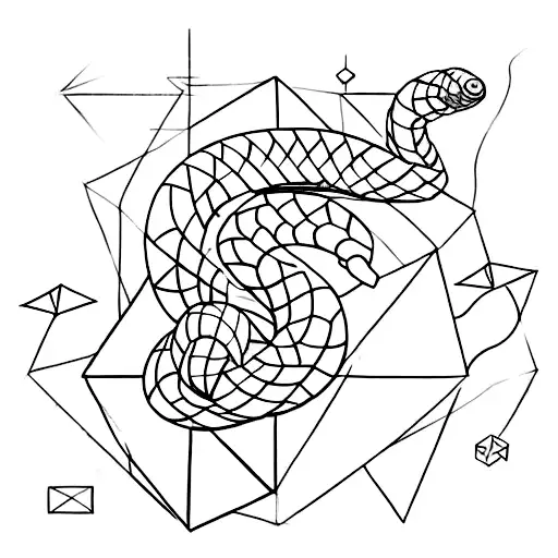 A Geometric Snake Winding Around A Pyramid