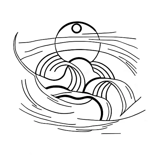 A Minimalist Sketch Of A Horseshoe Sun And Moon With Delicate Linework And Shading