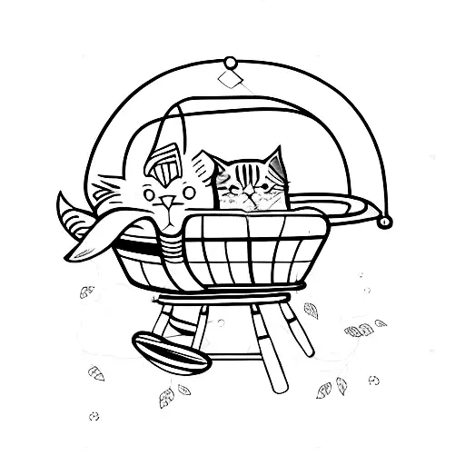 Cat Sleeping In A Baby's Cradle