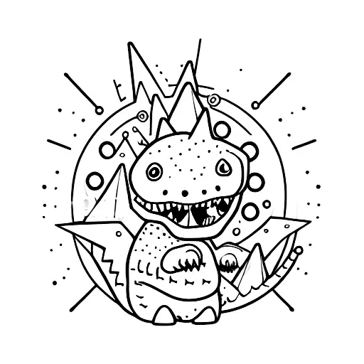 Cute Dinosaur With Rainbow Coloured Spikes On Its Back