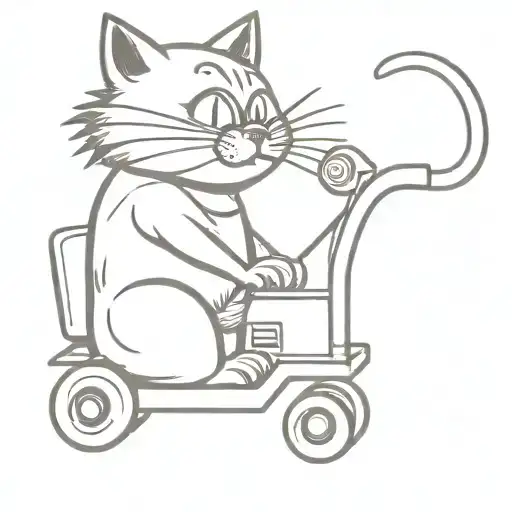 Cheshire Cat On Lawnmower Drinking Beer