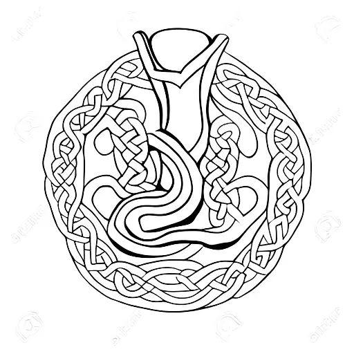 Snake Wrapped Around A Celtic Dagger