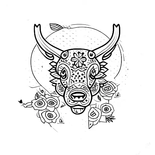 Toro Con Flores En Estilo Aesthetic