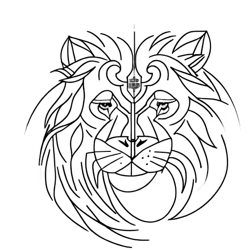 A Minimalist Tattoo Of A Lion And Lamb Working Out Together In A Gym Setting