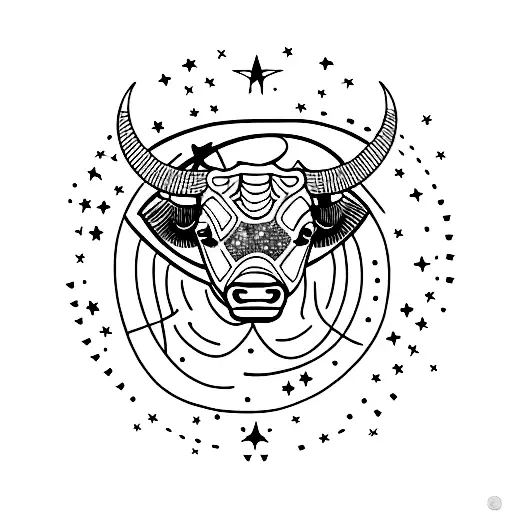 Bull Constellation With Stars And Planets