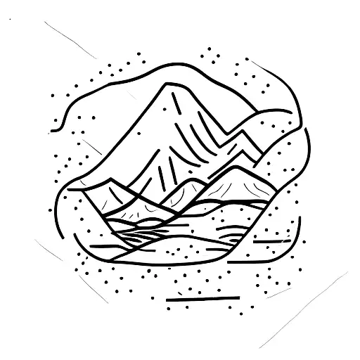 Mountain Scene With Snow And River And Trees