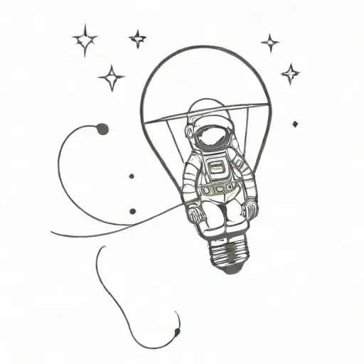 Astronaut Coming Out Of A Lightbulb