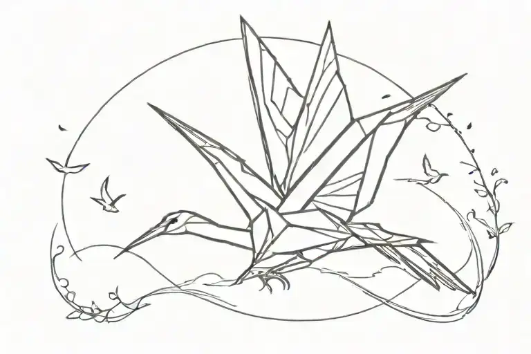 Paper Crane Turning Into Real Bird Flying