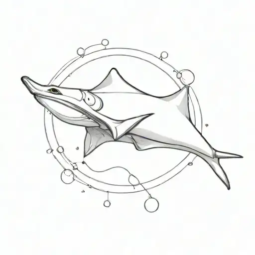Manta Ray Floating In The Space Themed