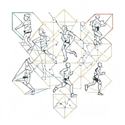 Abstract Geometric Shapes Representing The Different Milestones In A Marathon