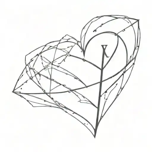 A And V Shaped Fineline And Love Symbol