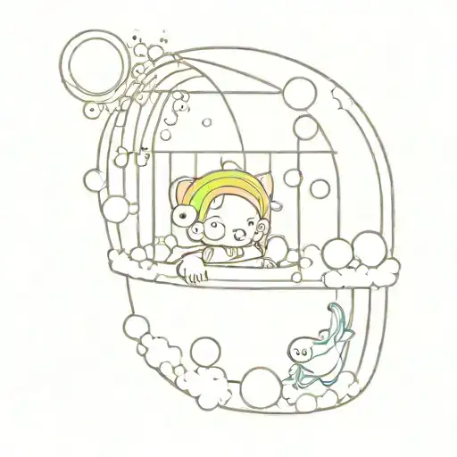 Rainbow And Bubbles In A Crib