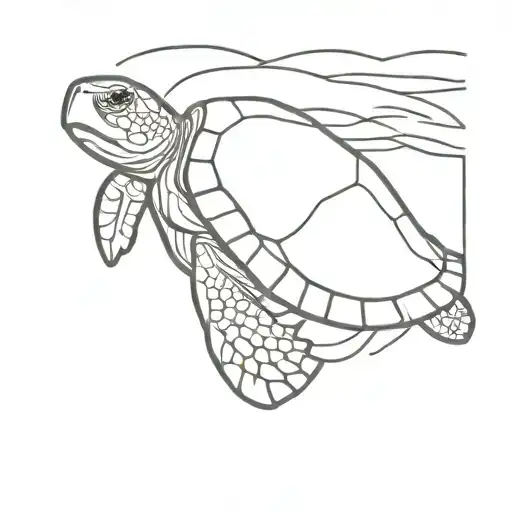 Simple Line Turtle Swimming Upstream