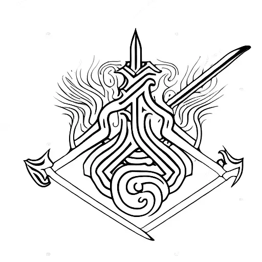 Sword With Fire For Forearm