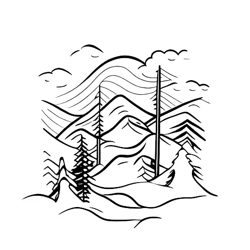 A Silhouette Of A Skier Against A Gradient Background Of Snow And Sun