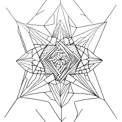 An Abstract Tattoo Design Of A Shining Diamond Created Using Intricate Line Work