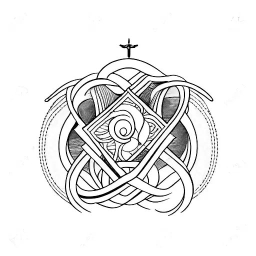 An Angelic Letter T Intertwined With A Sunset Landscape