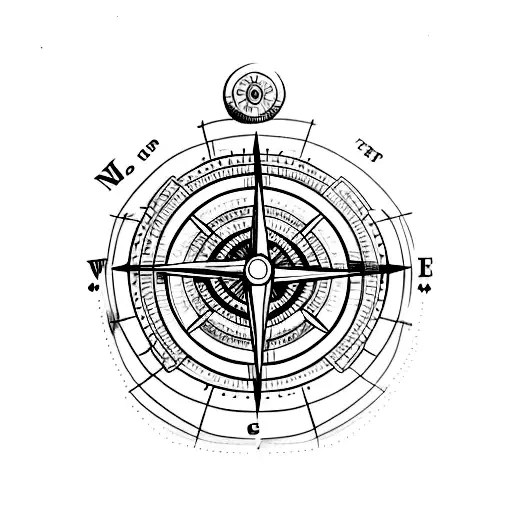 Circular 3D Tattoo Of 2 Inches Width And Have A Compass In It For Hand