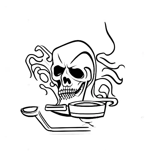 Grim Reaper With A Cup Of Coffee