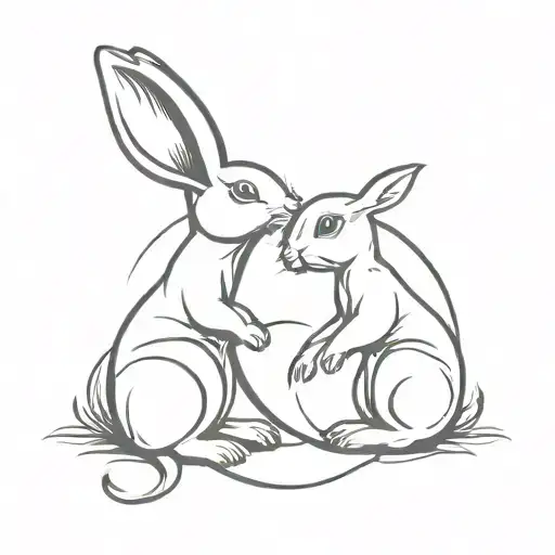 2 Bunnies Representing Ying And Yang Symbol