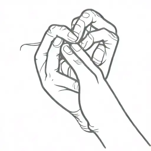 Line Work Love Heart With Two Hand Reaching