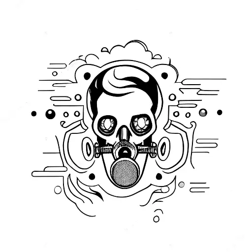Half Faced Skull With Gas Mask