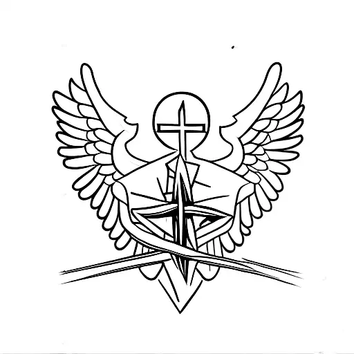 Christian Cross With Angelic Wings