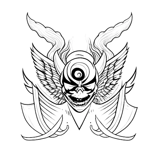 Full Size Demon With Wings And Tail With Smile