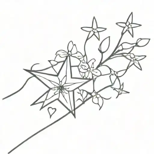 Star And Flowers On Hand Branch Of Weaving