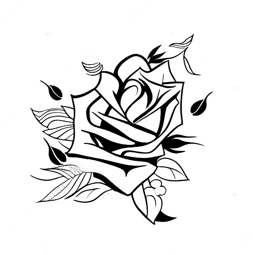 Rose With Black And Red Leaves