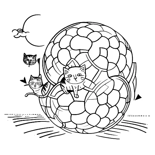 2 Cats Playing With A Soccer Ball
