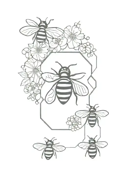 Bee Surrounded By Beehive Background Made With Linework