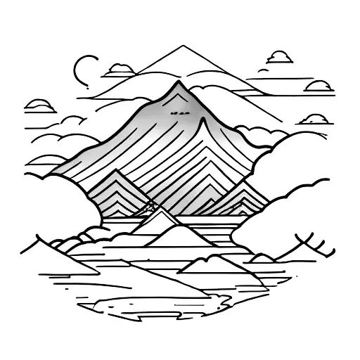 A Serene Mountain Landscape With A Perfectly Balanced Scale