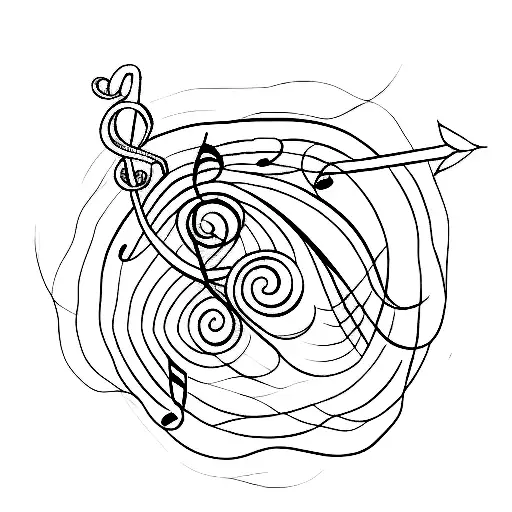 A Minimalist Tattoo Of A Music Note Intertwined With A Plant Stem