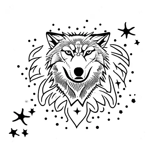 Wolf With A Starfish And The Letters Yct