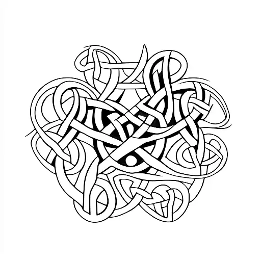 Celtic Knot And Bird Footprints And Two Hearts