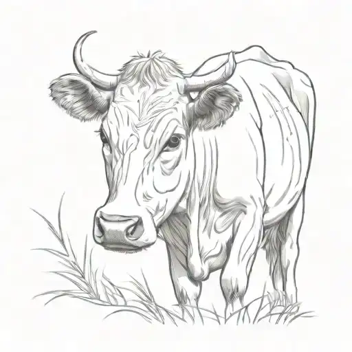The Head Of A Jersey Cow Grazing