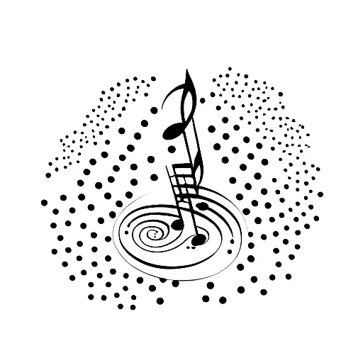 A Minimalist Tattoo Of A Music Note Made Of Glitter Floating In The Sky