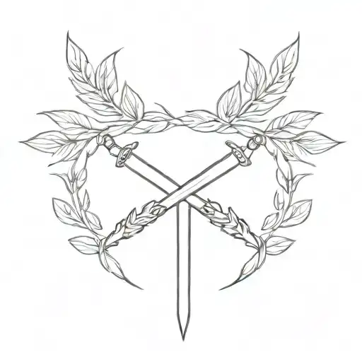 Laurel Wreath With A Sword In The Middle