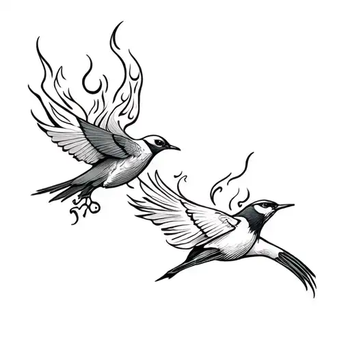 Birds And Fire Flames