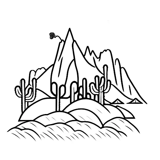 Bird Cactus And Desert Mountains