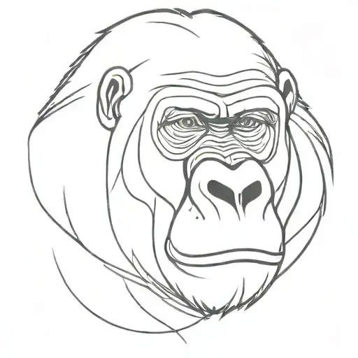 Gorilla Head One Line