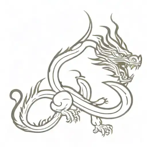 Tattoo Running Along The Chest With The Image Of A Chinese Dragon